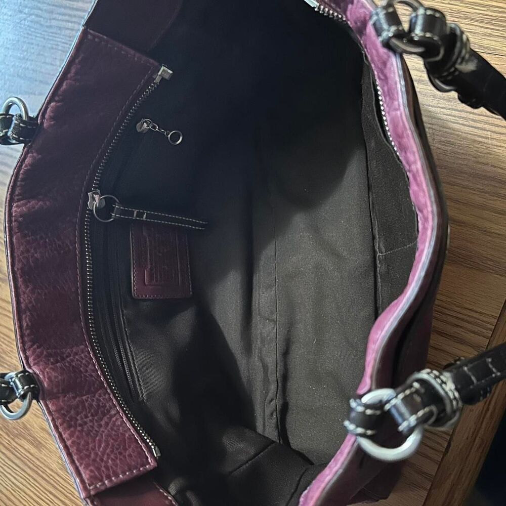 Coach Chelsea Handbag Pebble Shoulder Bag Hobo Purse Leather Burgundy - Picture 4 of 7